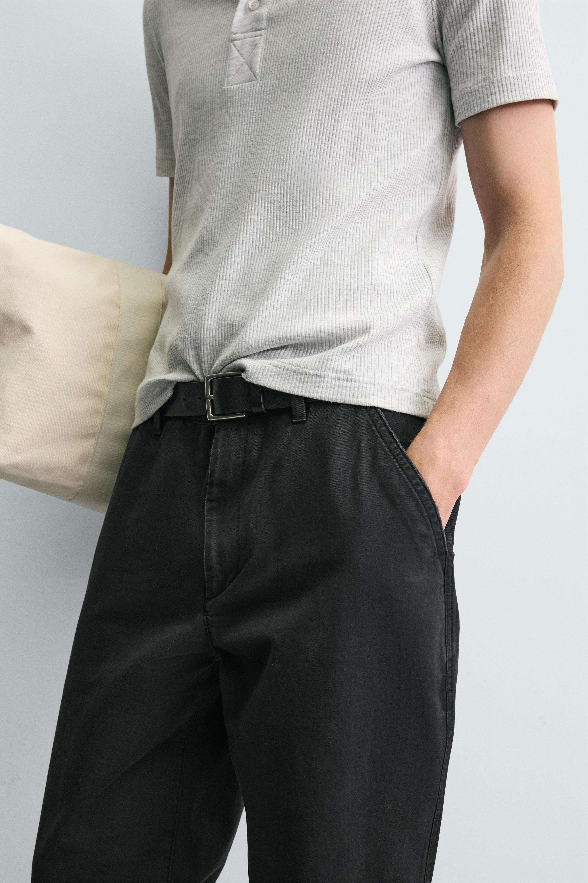 WASHED TAPERED FIT PANTS